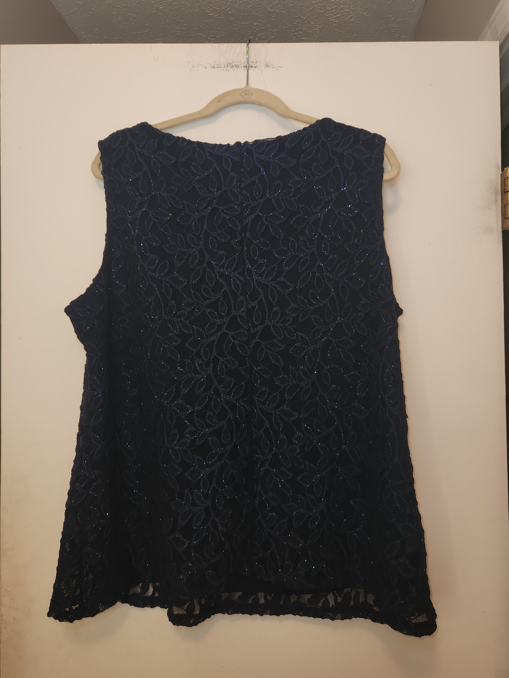 R&M Richards Navy Beaded Scoop Neck Lace Camisole 20W - Picture 9 of 9